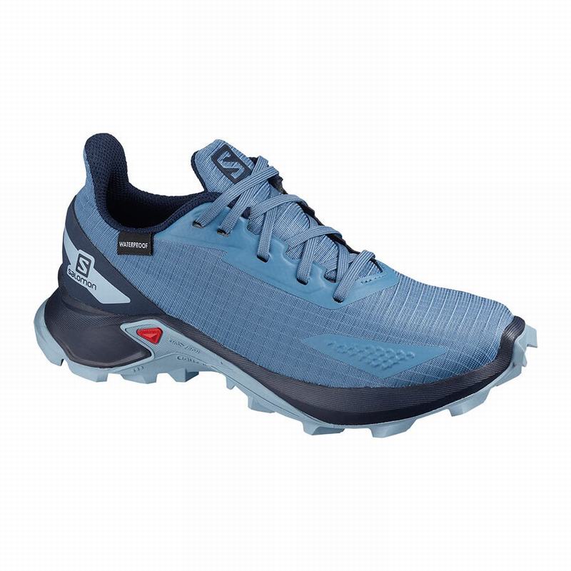 Salomon ALPHACROSS BLAST CLIMASALOMON™ WATERPROOF Zapatillas Trail Running Niños - Azules / Azul Mar